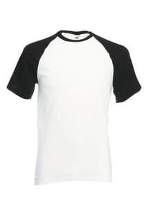 Fruit of the Loom SC237 - Short Sleeve Baseball T (61-026-0) White/Black