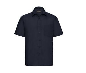 Russell Collection JZ935 - Men's Short Sleeve Polycotton Easy Care Poplin Shirt Navy