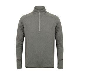 Tombo TL562 - Long sleeved 1/4 zip top Grey Marl