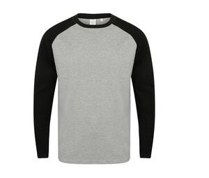 SF Men SF271 - Baseball long-sleeved T-shirt Heather Grey/ Black