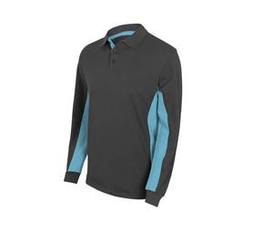 VELILLA V5514 - TWO-TONE POLO SHIRT LONG SLEEVES Grey / Sky Blue