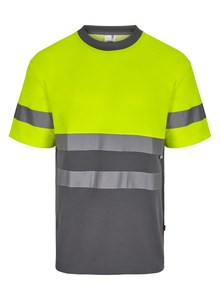 Velilla 305613 - BICOLOR SHORT-SLEEVE COTTON T-SHIRT AV GREY/HI-VIS YELLOW